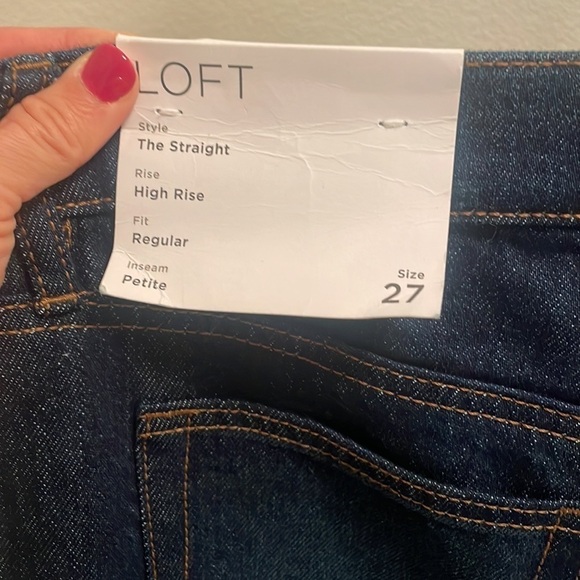LOFT Petite High Rise Straight Jeans In Clean Dark Wash - Picture 5 of 5